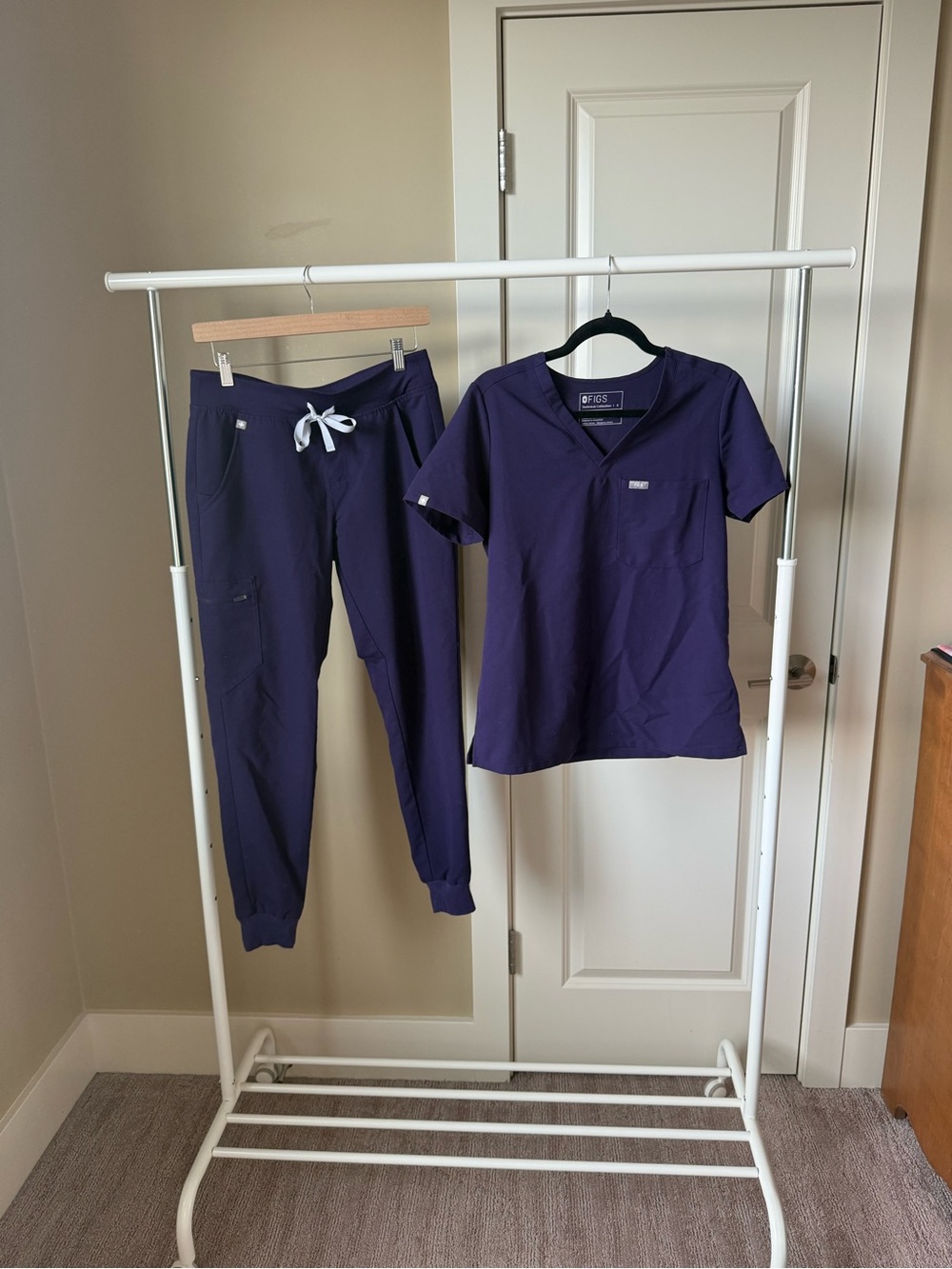 Figs Women's Purple Scrub Top and Jogger Scrub Set
